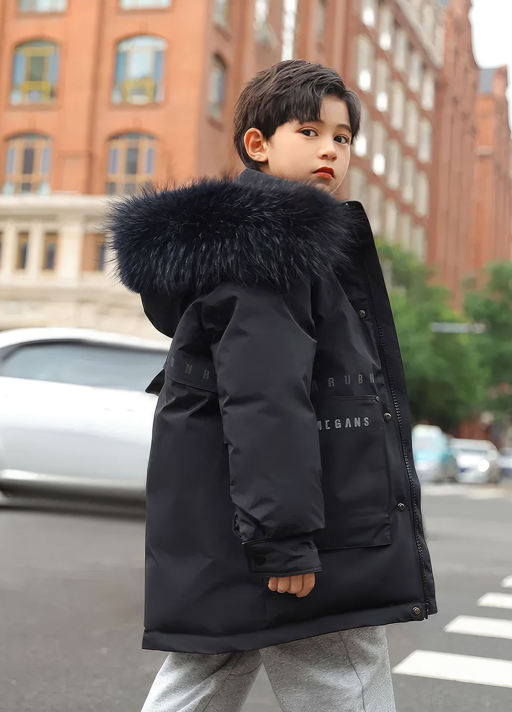 Чорна зимня куртка для хлопчика пухова зимова 9134 150 см чорний 68836 DobraMAMA