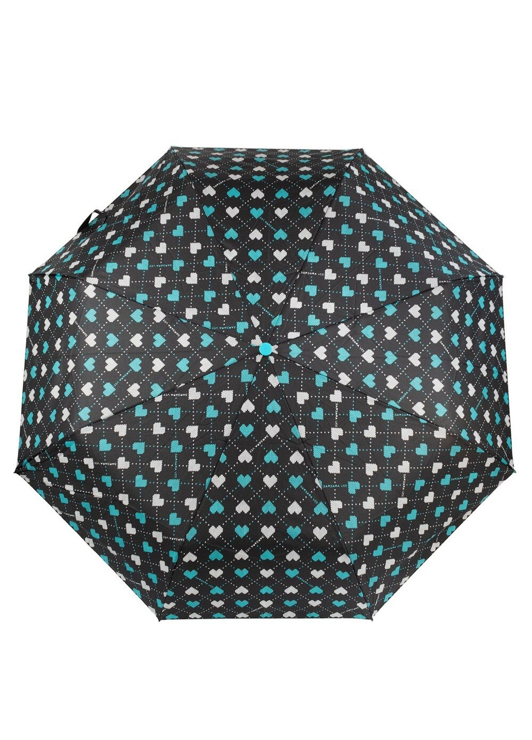 Чёрный полуавтоматический женский зонтик hdue-bv-hr100-tq BARBARA VEE средний (262976927)