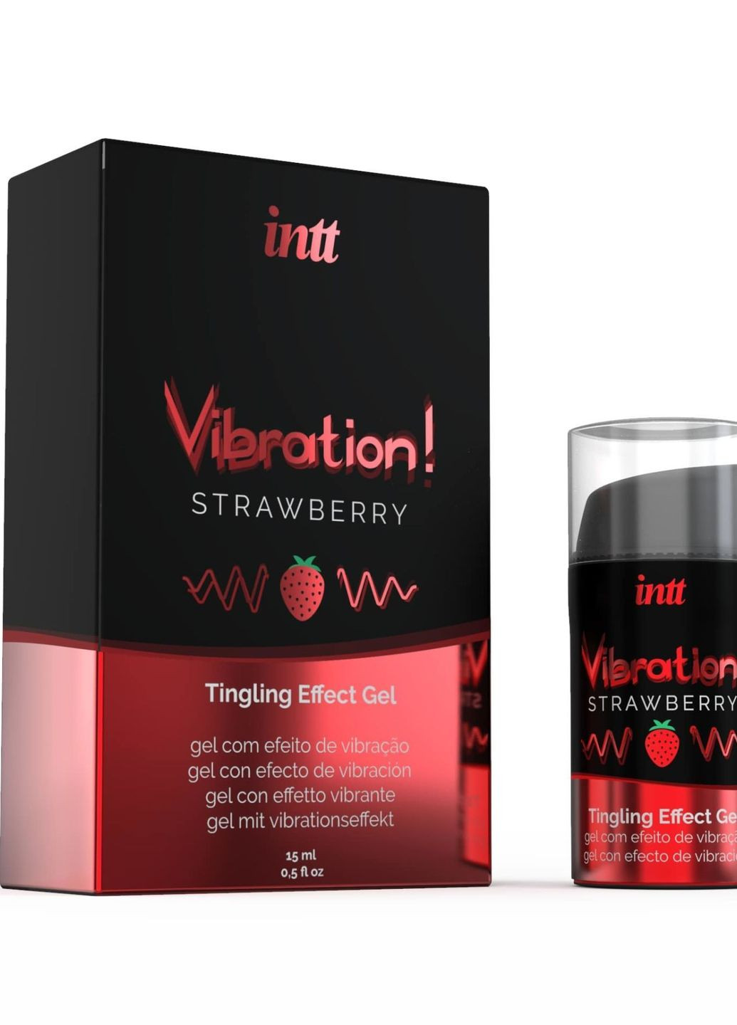 Жидкий вибратор Vibration Strawberry (15 мл), густой гель, очень вкусный, действует до 30 минут, 15 мл. Intt (260266335)