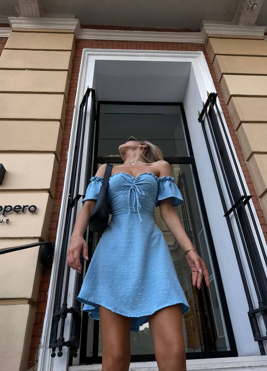 Голубое платье Украина однотонное