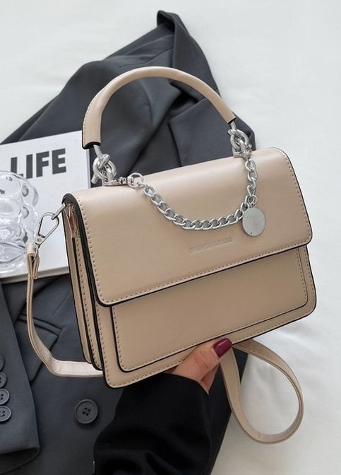Женская классическая сумка кросс-боди бежевая No Brand (275927343)