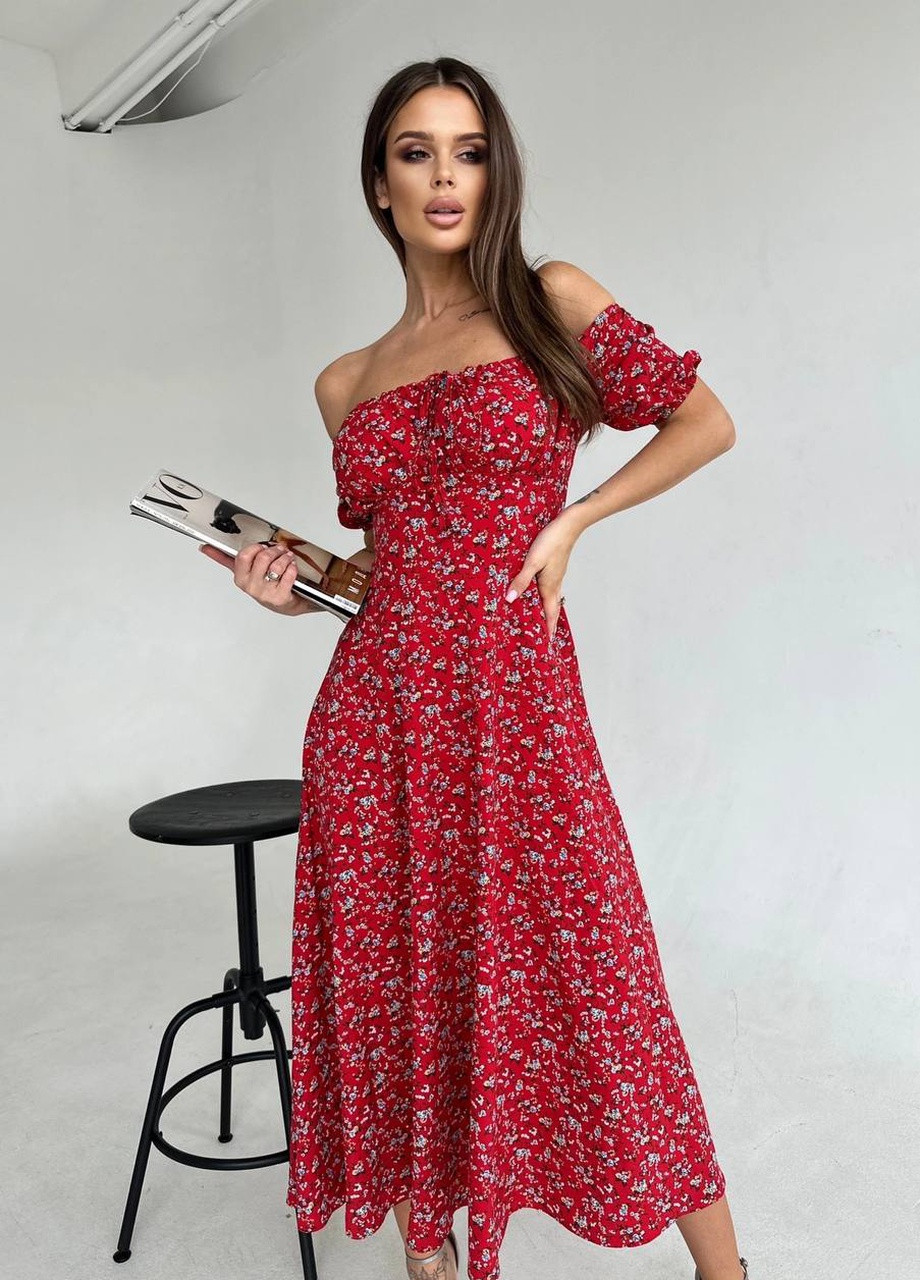 Красное женское платье софт No Brand