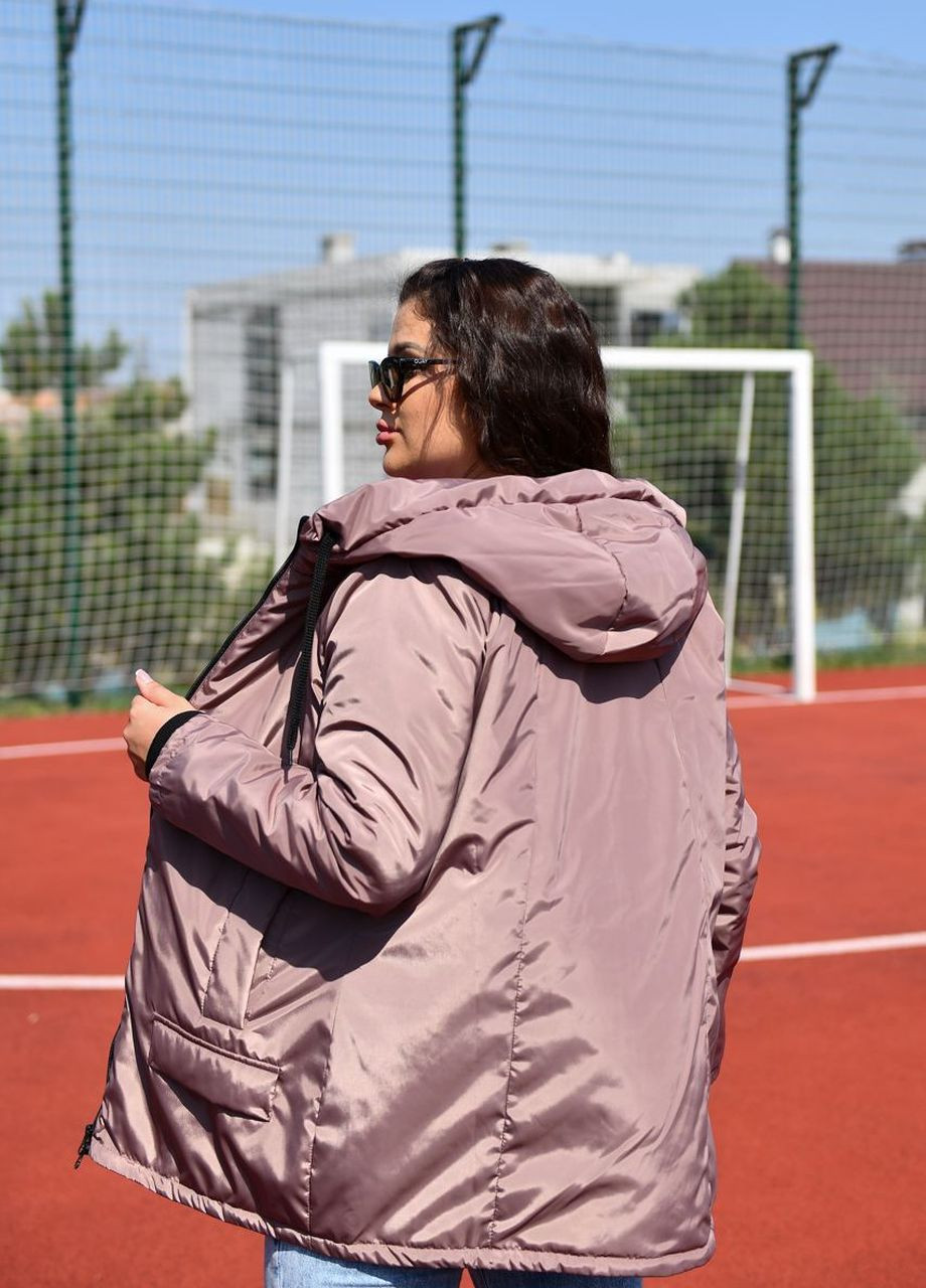 Бежева жіноча демісезонна куртка з плащової тканини колір мокко р.48/50 357772 New Trend