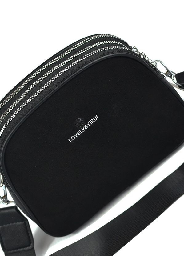 Черная замшевая мини сумка клатч на три отделения, маленькая женская сумочка из натуральной замши No Brand (266423749)