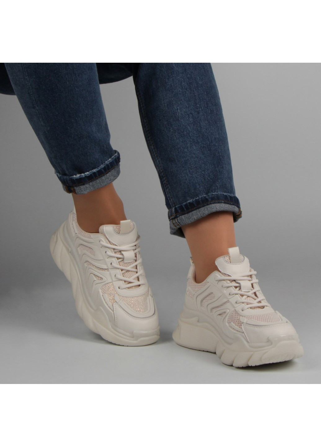 Белые демисезонные женские кроссовки 197867 Berisstini
