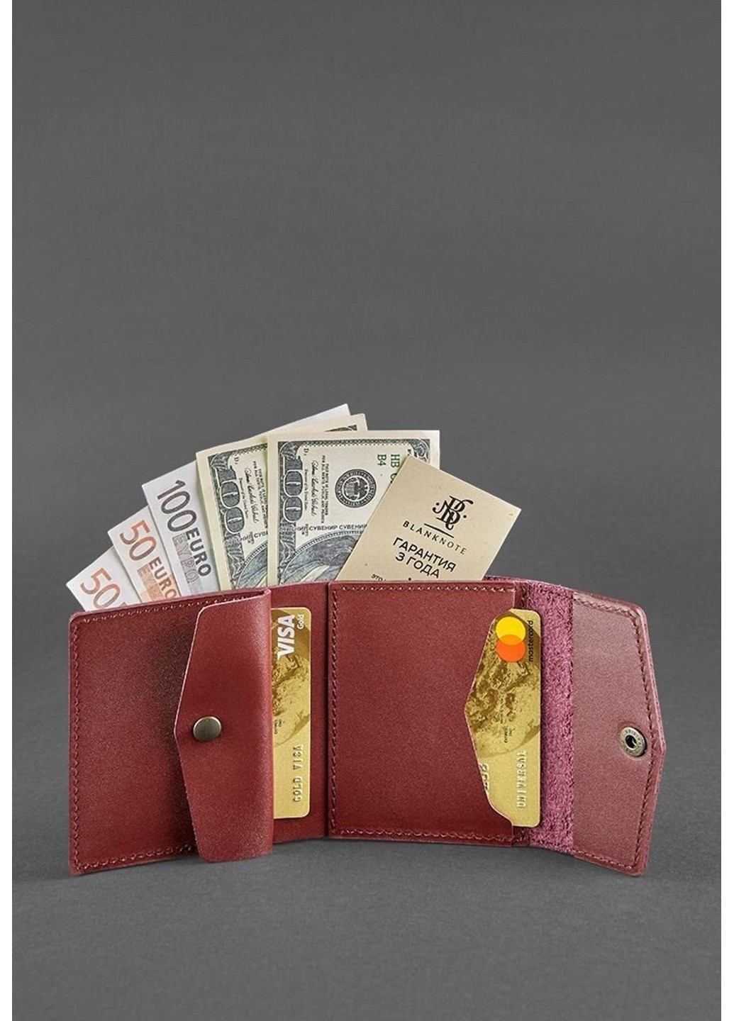 Жіночий шкіряний гаманець 2.1 темно-синій Краст BN-W-2-1-NAVY-BLUE BlankNote (276773439)