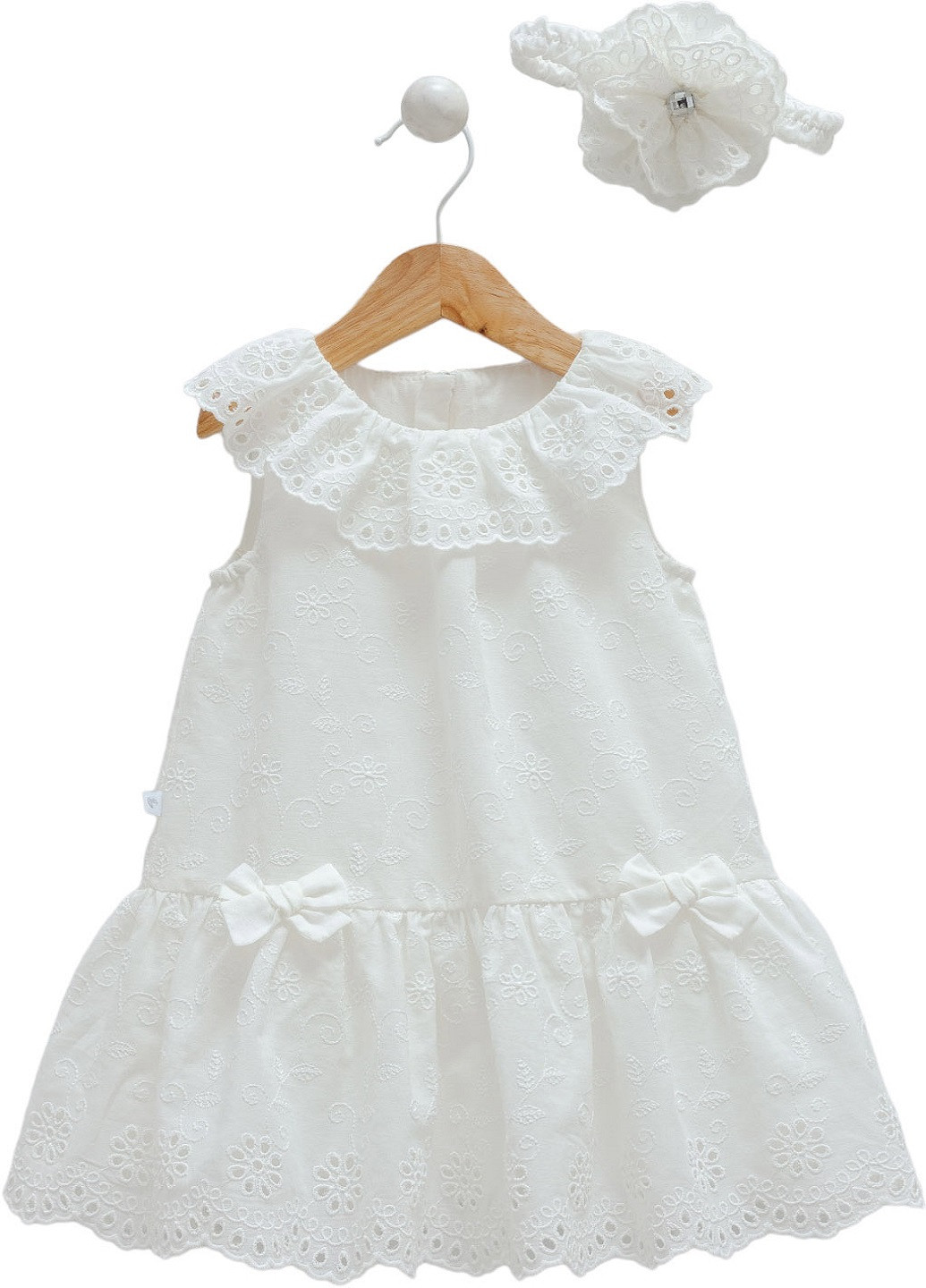 Молочное платье с повязкой на голову для девочки elb8901 Caramell (257883481)