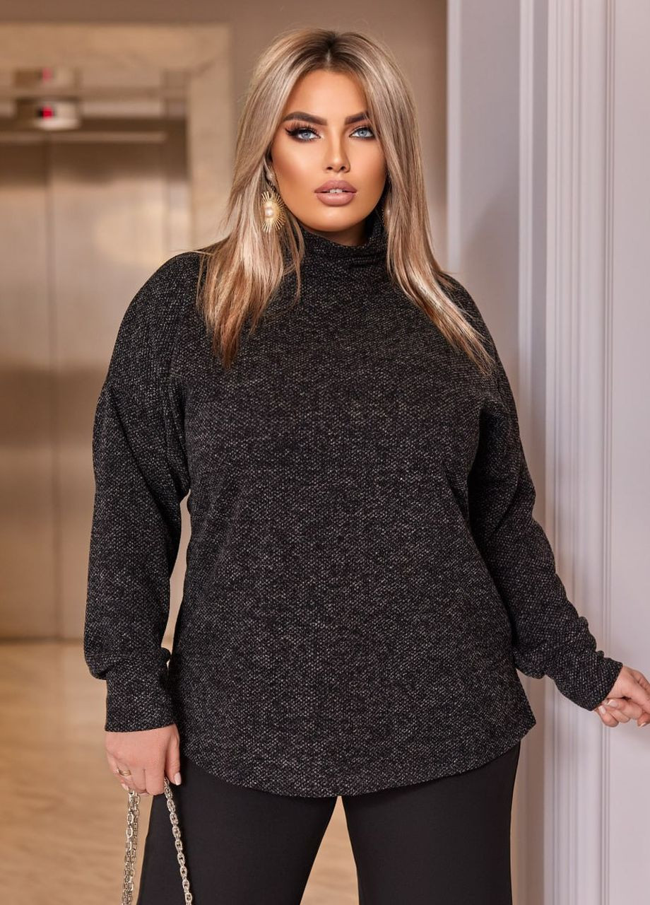 Чорний женский свитер с всоким горлом цвет чернй р.48/50 447406 New Trend