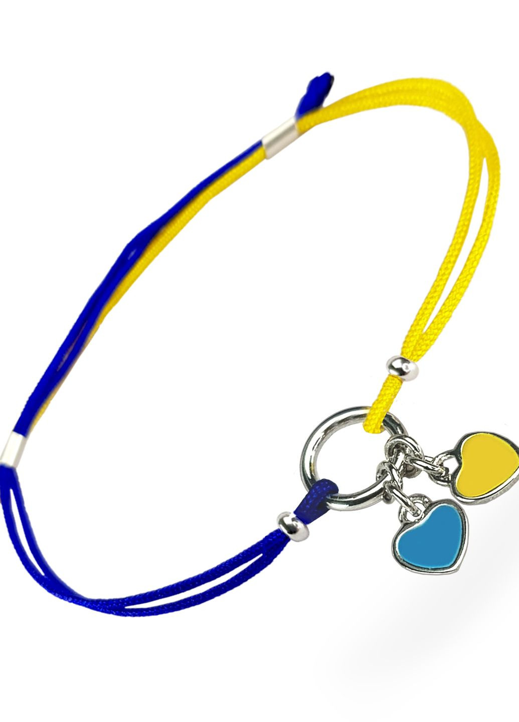 Срібний браслет жовто-синя нитка Два Серця регулюється родоване Family Tree Jewelry Line (266038559)