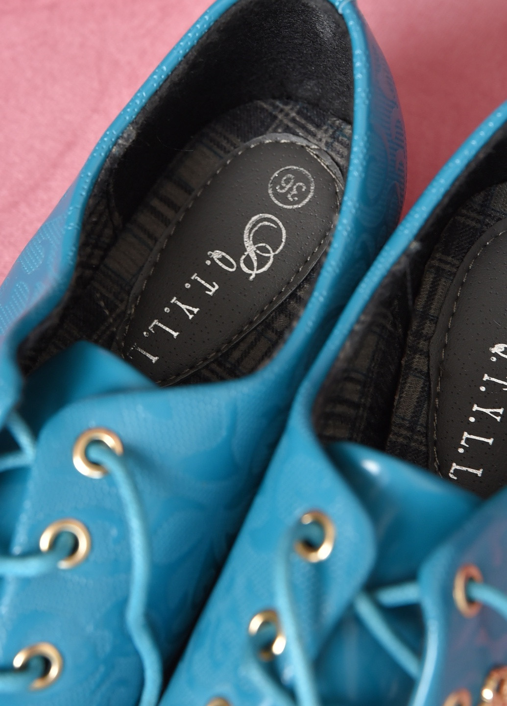 Туфлі жіночі блакитного кольору на шнурівці Let's Shop (259316789)