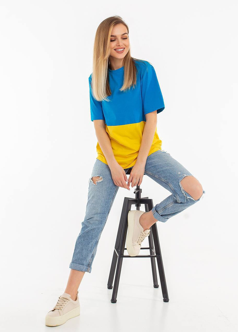 Жіноча футболка колір жовто-блакитний 432082 New Trend - (258767123)