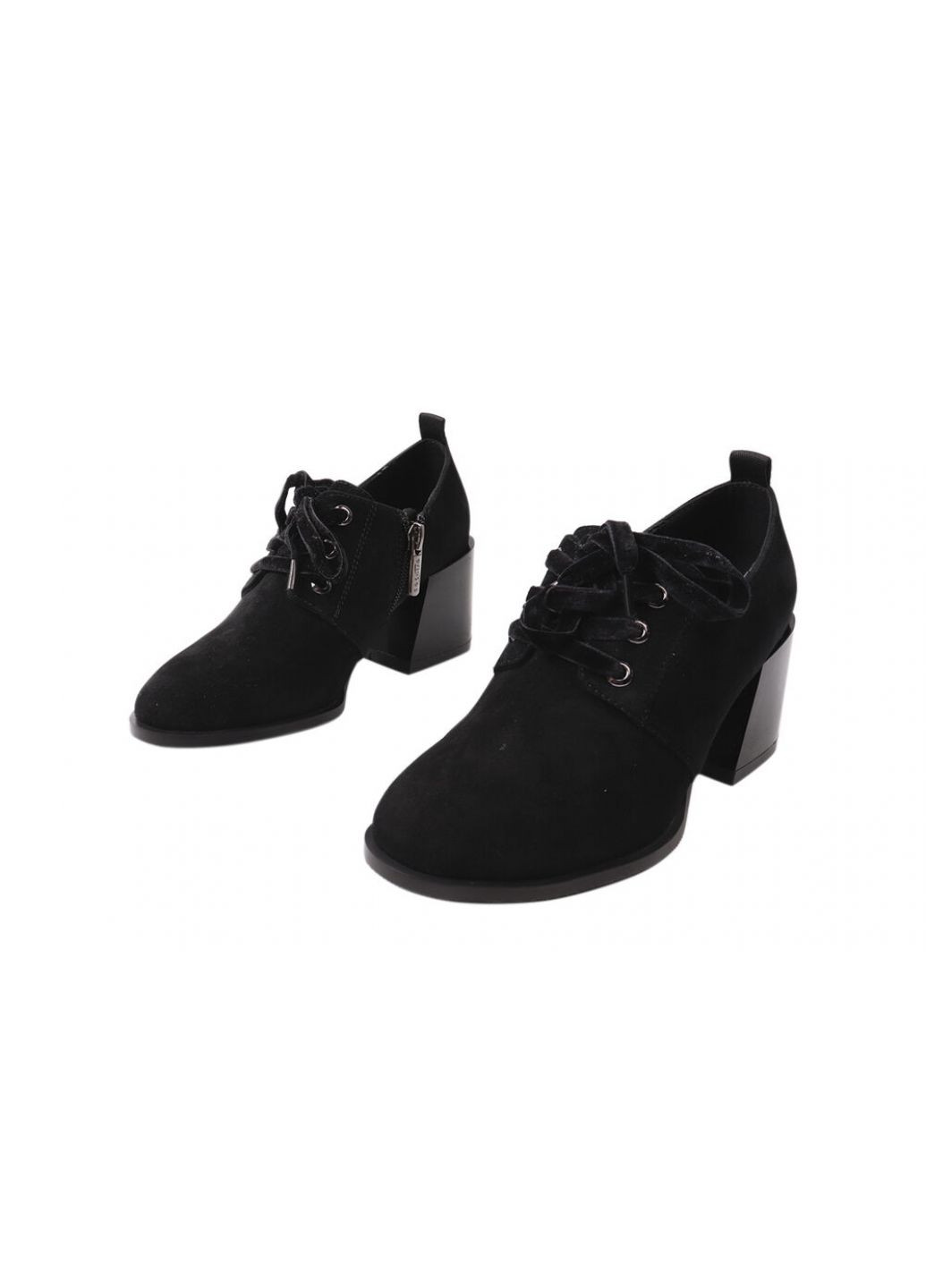 Erisses Туфлі жіночі з натуральної замші, на великому каблуці, колір чорний, чорний з, — (257437489)