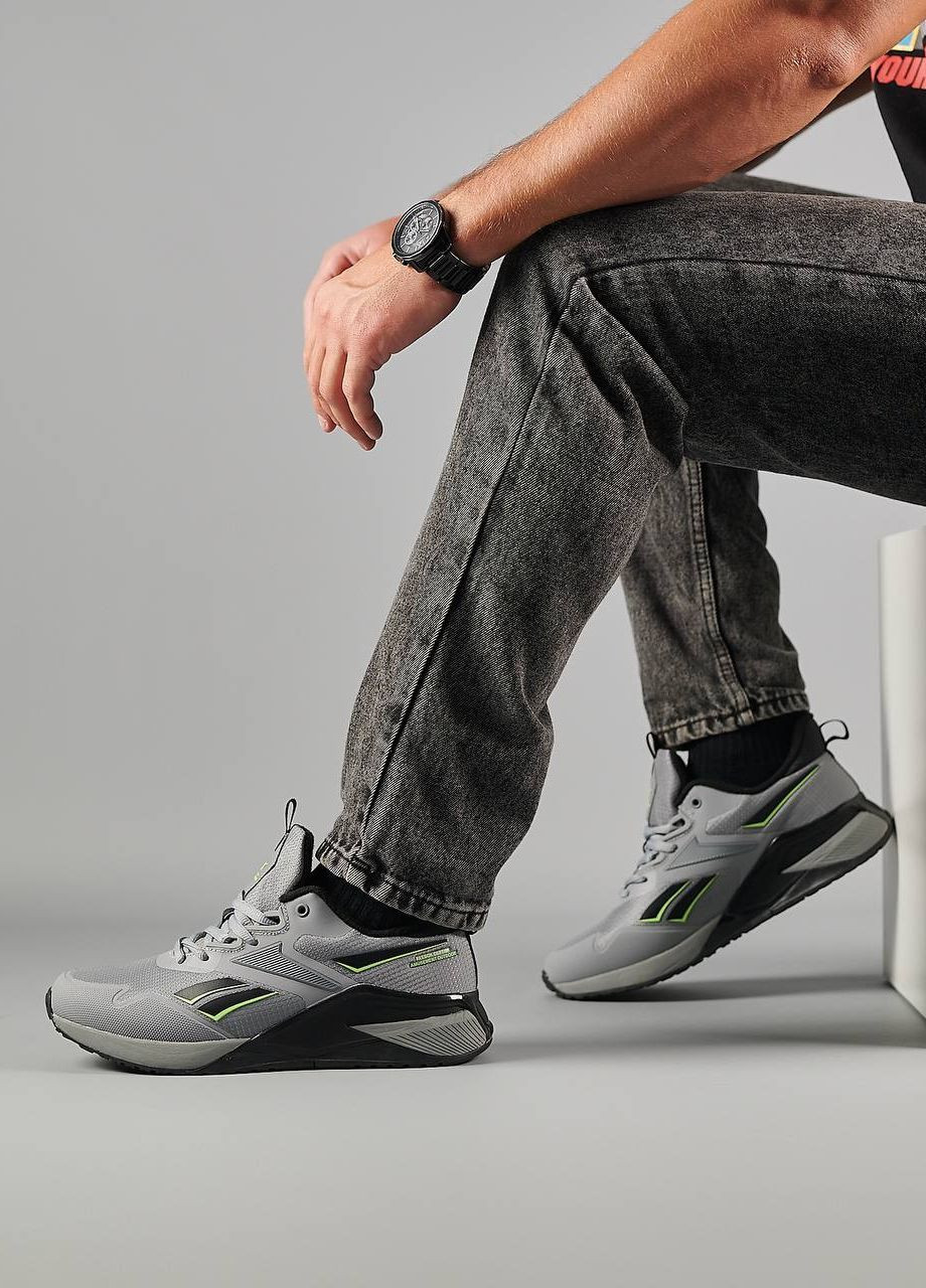 Серые демисезонные кроссовки мужские, вьетнам Reebok Nano X2 Fleece Light Gray Black
