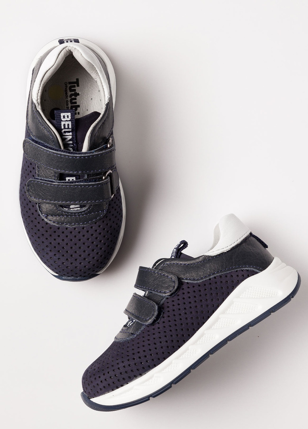 Синие демисезонные кроссовки из натуральной кожи для мальчика 8730 25 15.5см синий 65031 Tutubi