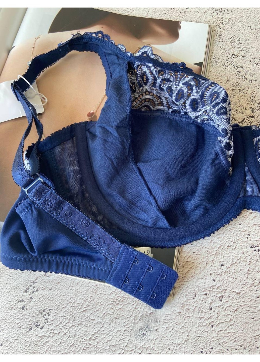 Синій красивий бюстгальтер без поролону, ліфчик для грудей великого розміру синій Lanny Mode