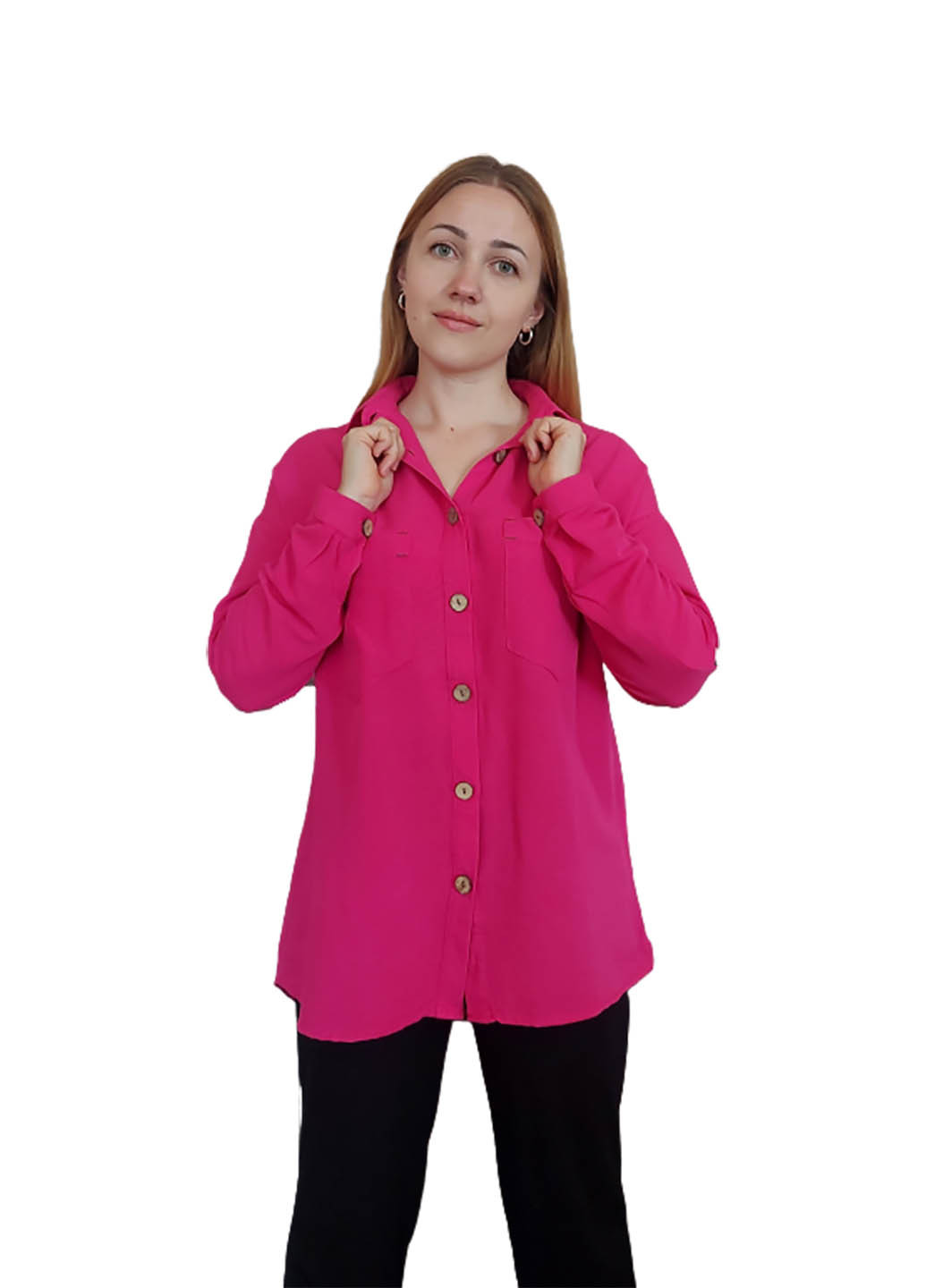 Малиновая кэжуал рубашка Luvete с длинным рукавом