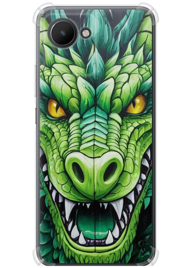 Силикон с усиленными углами чехол 'Зелёный дракон' для Endorphone Realme C30 (275457830)