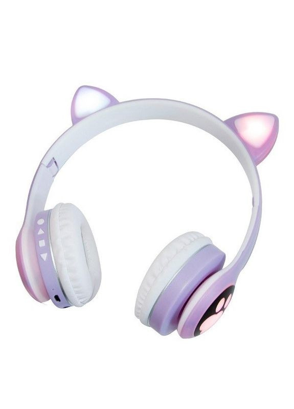 Наушники беспроводные Cat Ear VZV-23M Bluetooth с RGB подсветкой и кошачьими ушками Сиреневые No Brand (275399117)