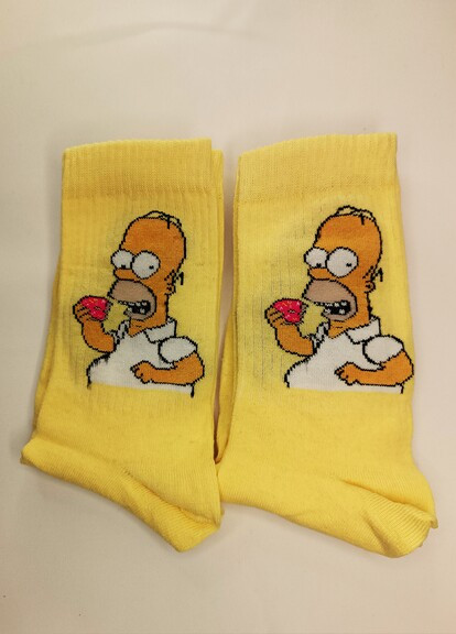 Модні жовті високі шкарпетки прикол з принтом Гомер Сімпсон No Brand (267147792)