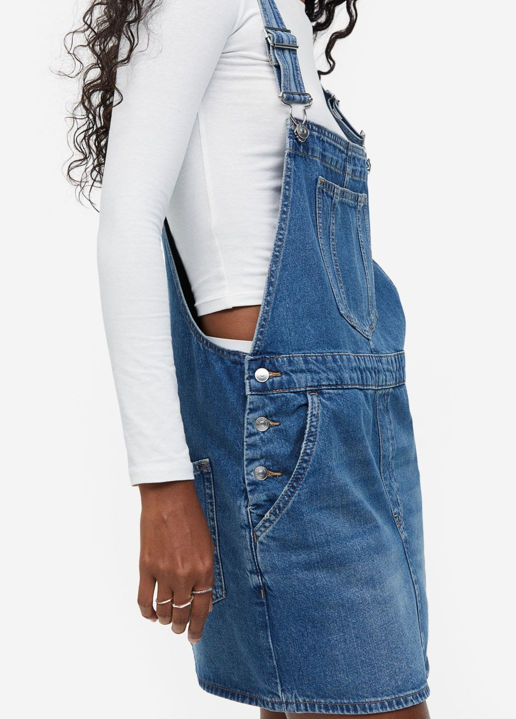 Летний женский джинсовая юбка-комбинезон H&M однотонный