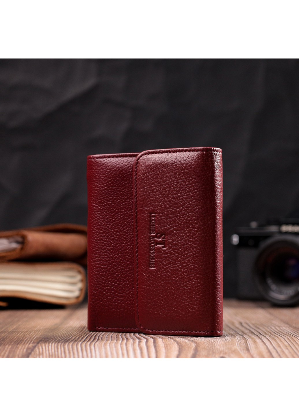 Женский кожаный кошелек с монетницей 19492 Бордовый st leather (278000978)
