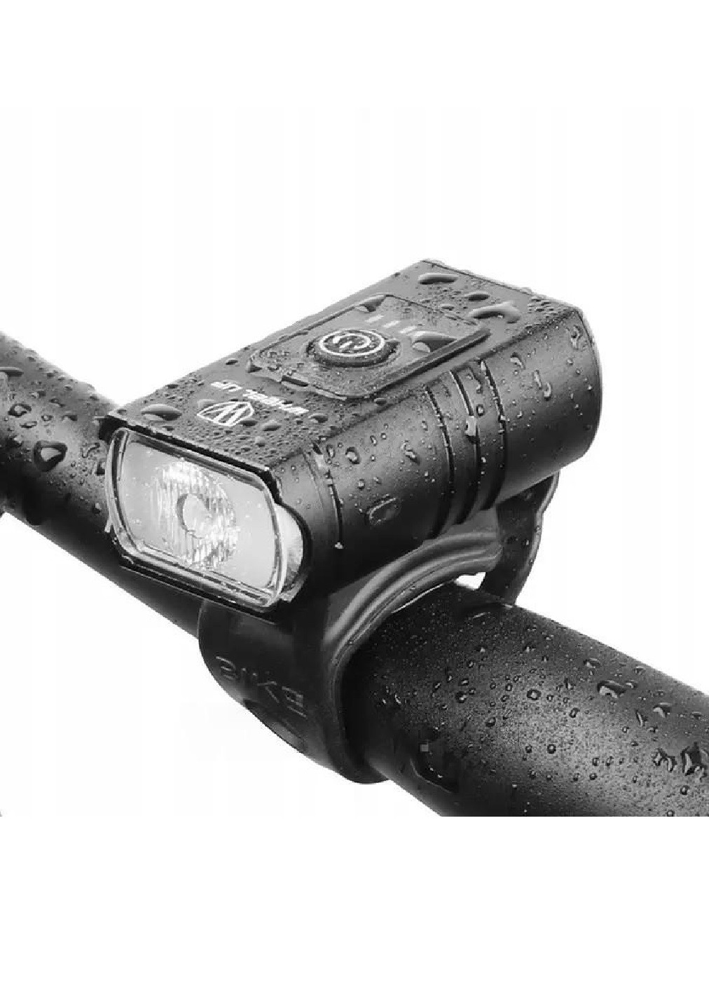 Ліхтарик велосипедний на кермо з індикатором заряду батареї малий 2 діоди алюмінієвий сплав 65х33х24 мм (476258-Prob) Unbranded (278014571)