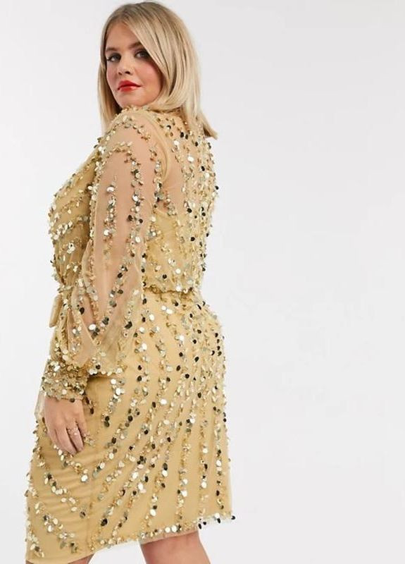 Золотой золотое мини платье с поясом design Asos