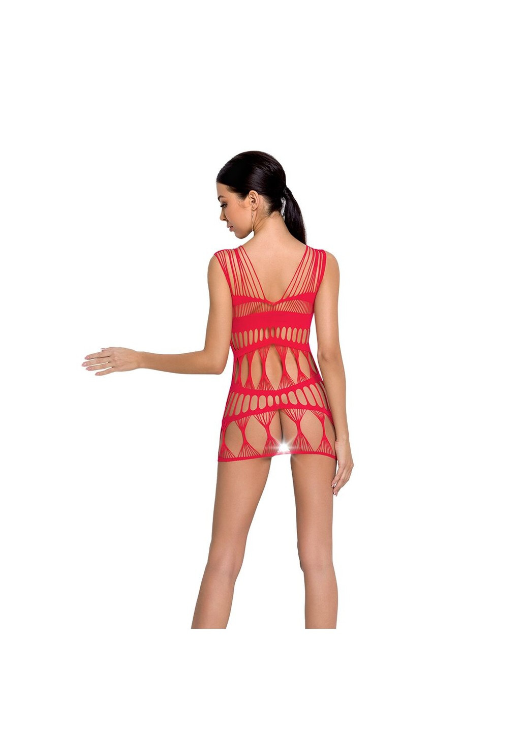 Бодістокінг-сукня Passion BS089 red, міні, плетіння у вигляді павутини ADDICTION (258261726)
