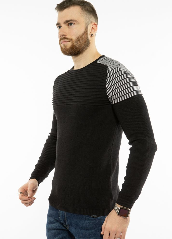 Черный зимний стильный мужской свитер (черный) Time of Style