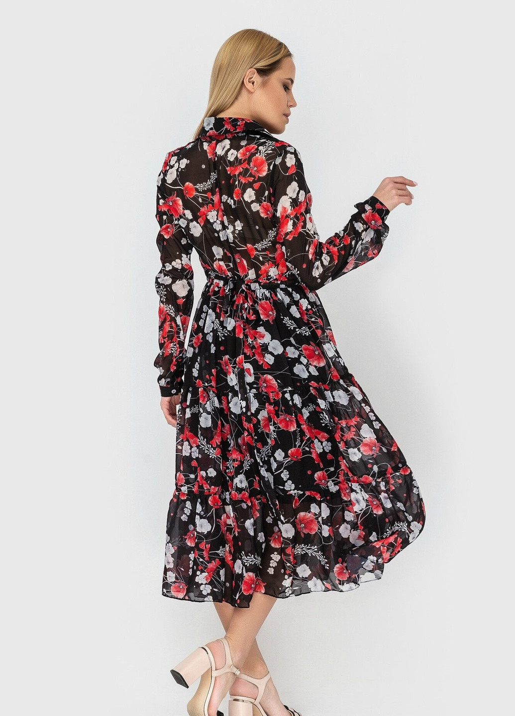 Комбинированное праздничный шифоновое платье цветочный принт рубашка MORANDI однотонное