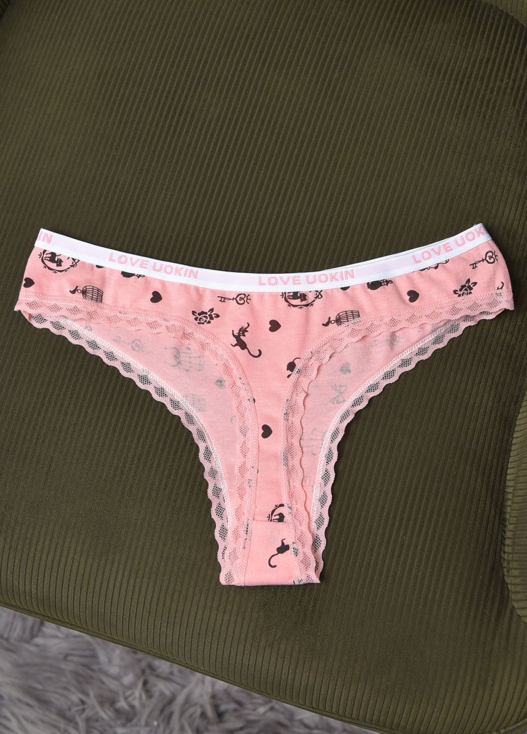Стрінги жіночі з принтом рожевого кольору Let's Shop (275993243)