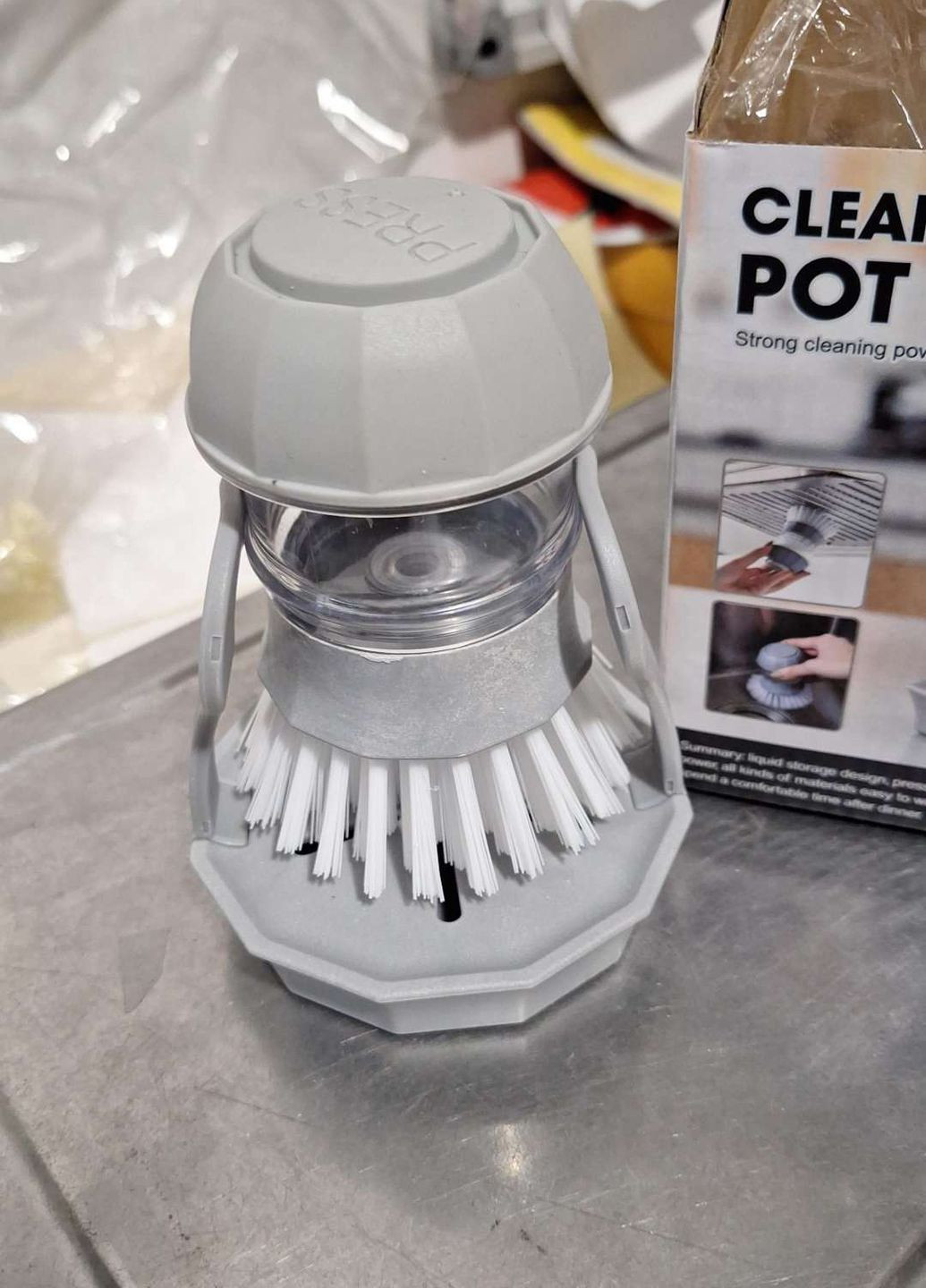 Щітка для посуду з дозатором для миючого засобу Cleaning Pot Brush з підставкою Kitchen Master (268737510)