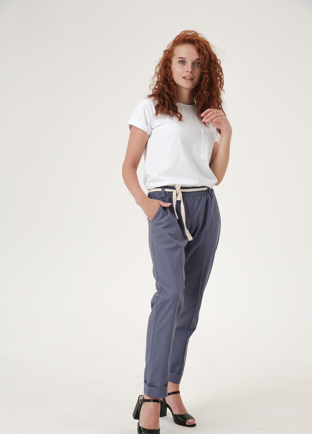 Стильные женские штаны заужены к низу из льна INNOE брюки (258685208)