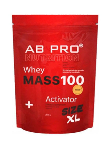 MASS 100 Whey Activator 2600 g /21 servings/ Клубника AB PRO (257623848)