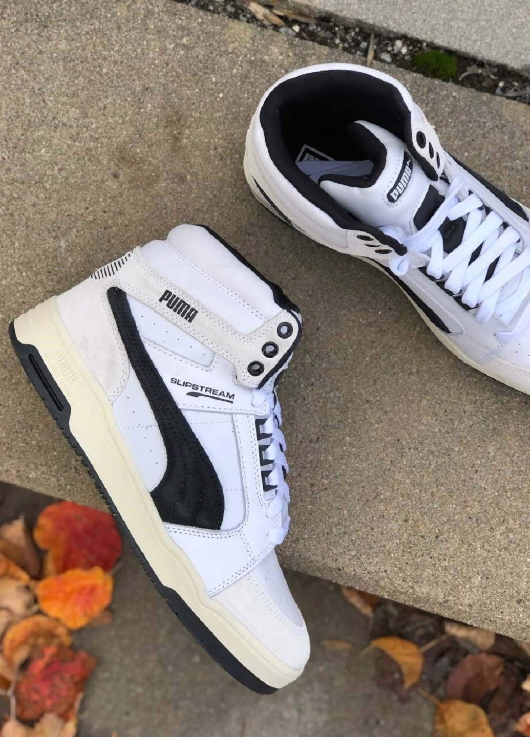 Черно-белые кроссовки Puma Slipstream Mid Heritage