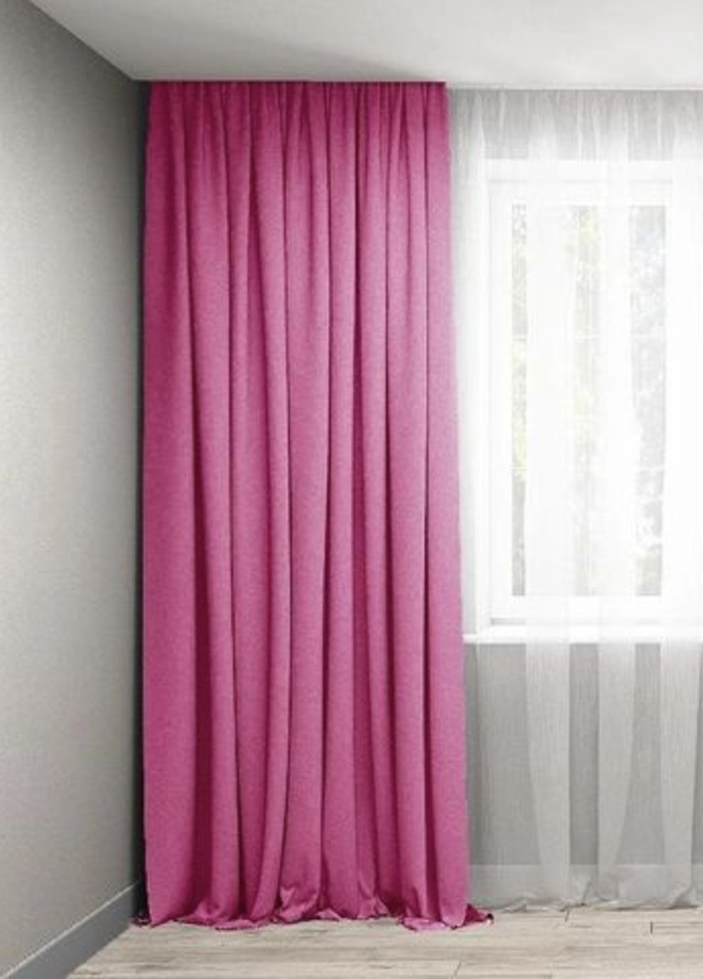 Готовый комплект штор, шторы 2 шт микровелюр малиновый розовый 250х280 см No Brand (264209876)