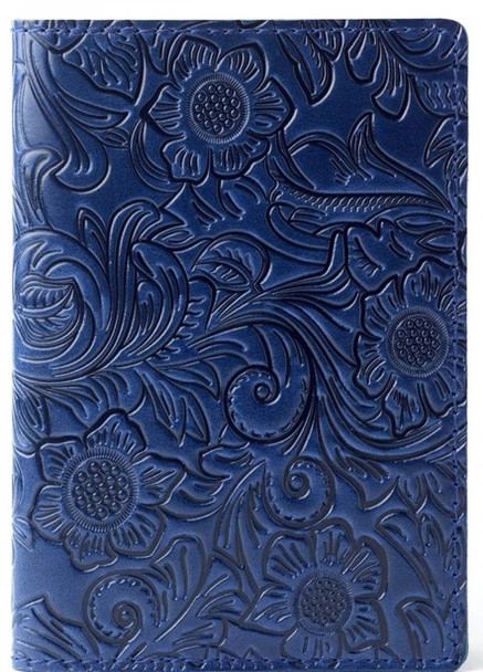 Шкіряна Обкладинка Для Паспорта Villini 015 Квіти Синя Martec (259115816)