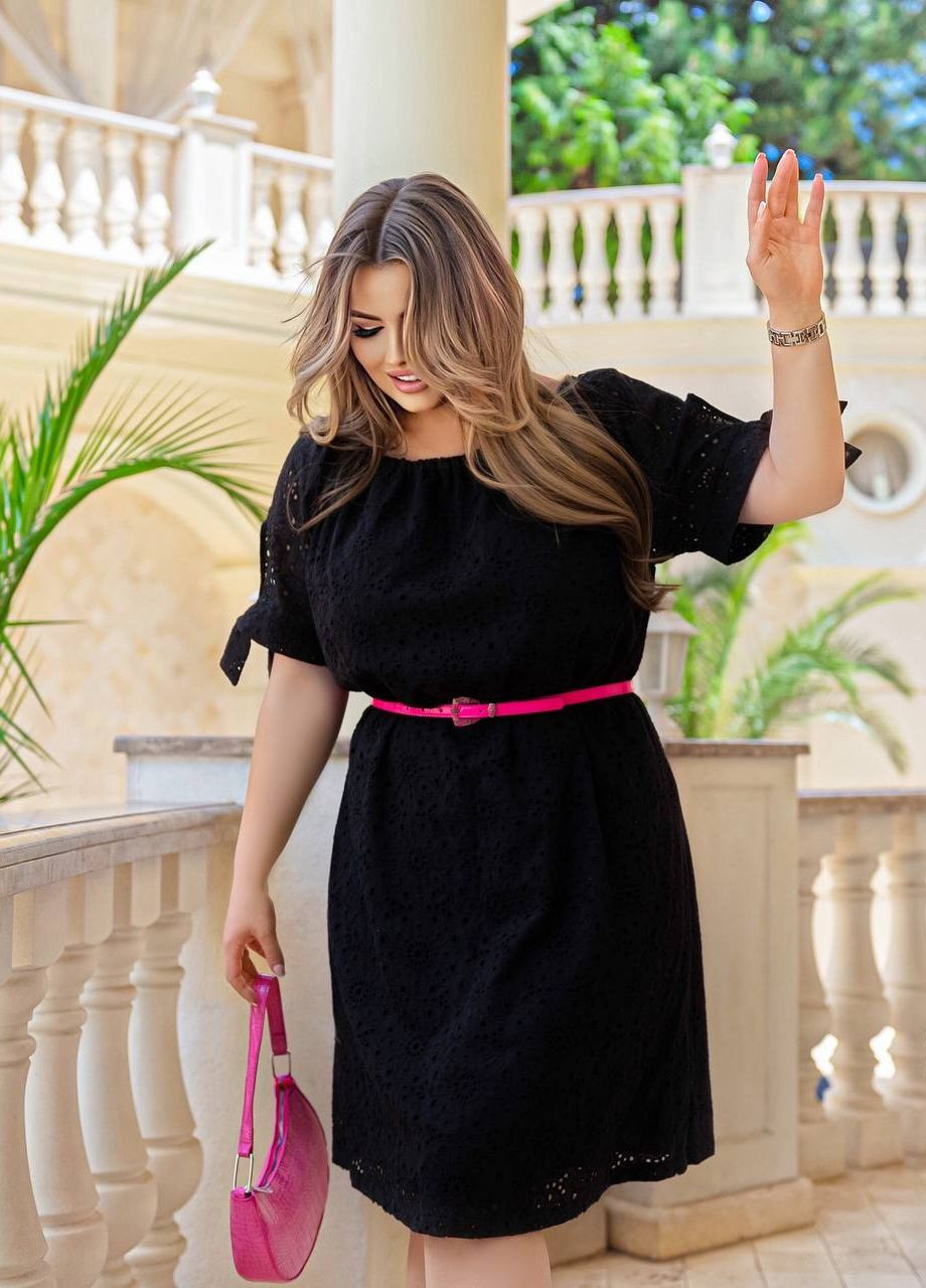 Черное женское платье свободного кроя цвет черный р.50/52 438449 New Trend