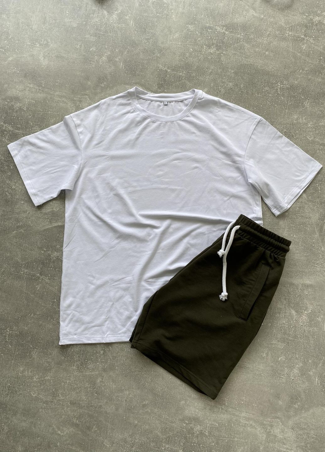 Комбінований літній комплект футболка + шорти хакі Vakko