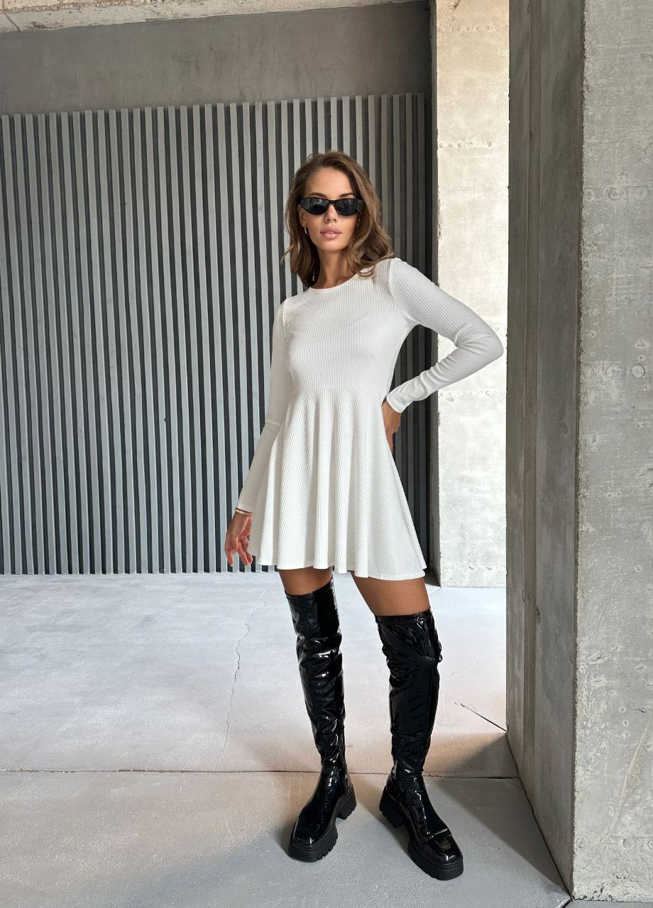 Молочна красива ніжна жіноча сукня на всі випадки життя, жіночна сукня з довгим рукавом No Brand