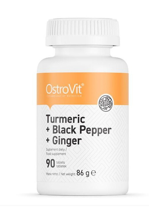 Натуральные добавки Turmeric + Black Pepper + Ginger 90tabl Ostrovit (258014867)