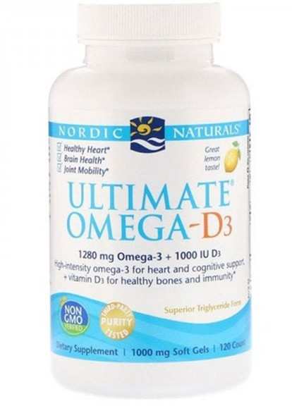 Ultimate Omega-D3 1000 mg 120 Soft Gels Great Lemon taste Nordic Naturals (258678481)