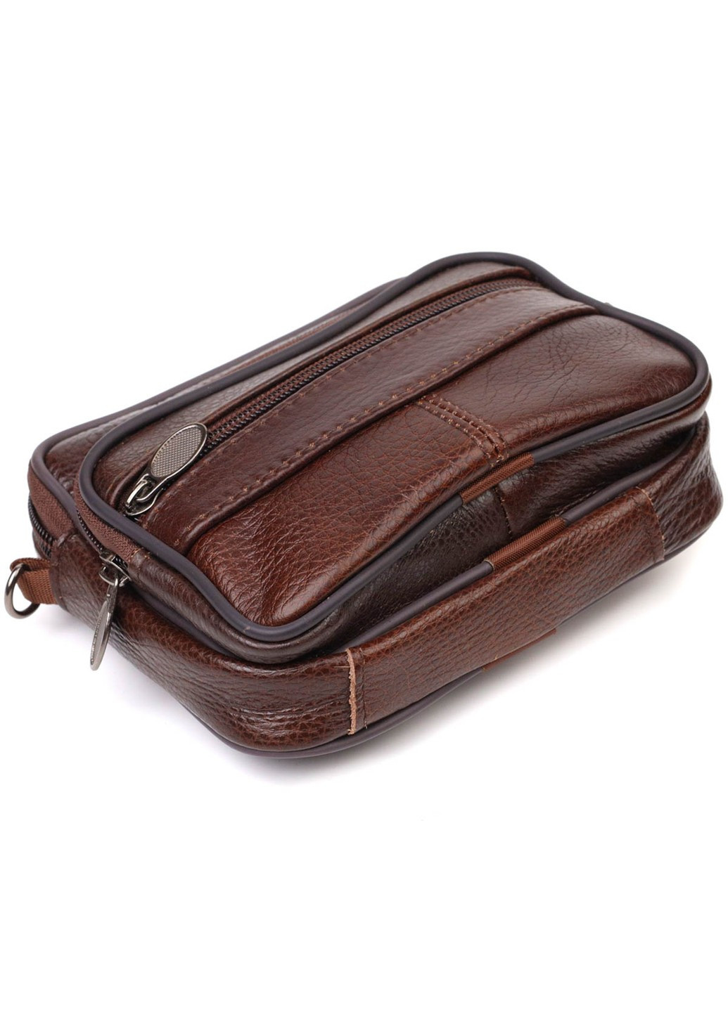 Мужская горизонтальная поясная сумка из натуральной кожи 21486 Коричневая Vintage (260360810)