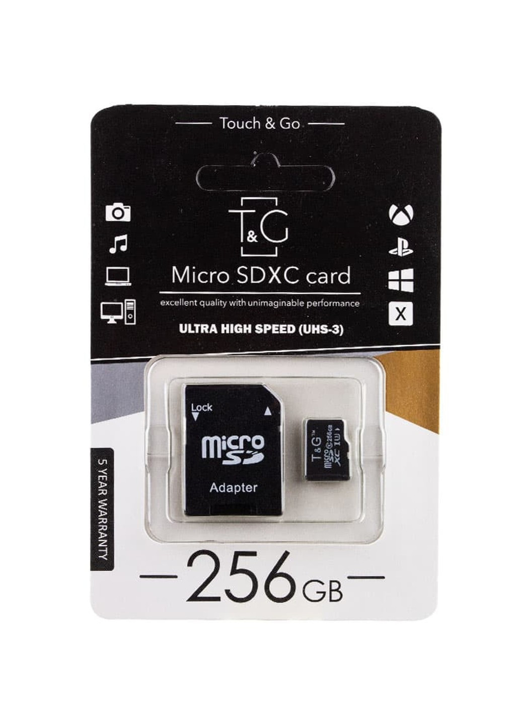 Карта памяти microSDXC (UHS-3) 256 GB class 10 (с адаптером) T&G (261333530)