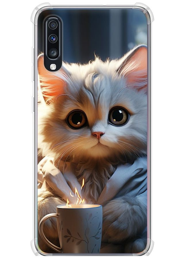 Силикон с усиленными углами чехол 'White cat' для Endorphone samsung galaxy a70 2019 a705f (265394602)