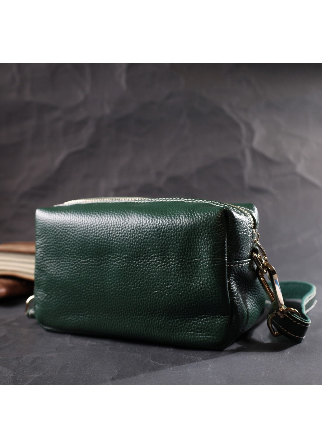Универсальная сумка для женщин с двумя ремнями из натуральной кожи 22277 Зеленый Vintage (276457585)