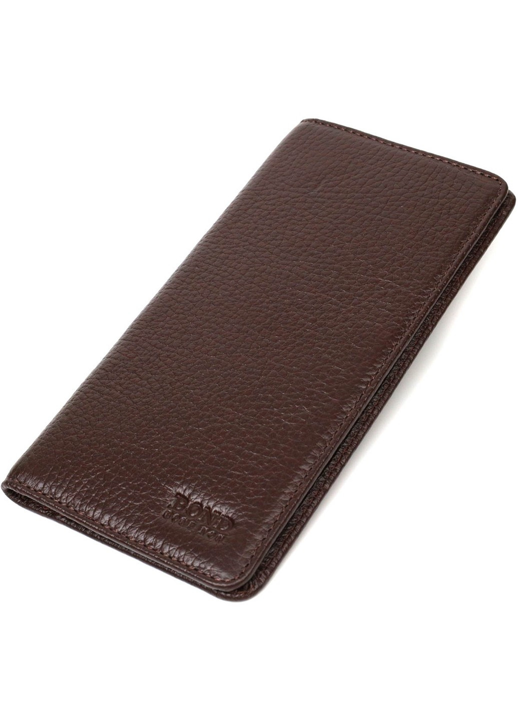 Вертикальний вузький чоловічий гаманець із натуральної зернистої шкіри 22052 Коричневий Bond (262158739)