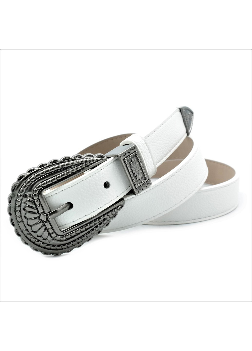Жіночий ремінь Weatro 2,3 х 110 см Білий zhkz-25cm-008 Le-Mon (267406431)