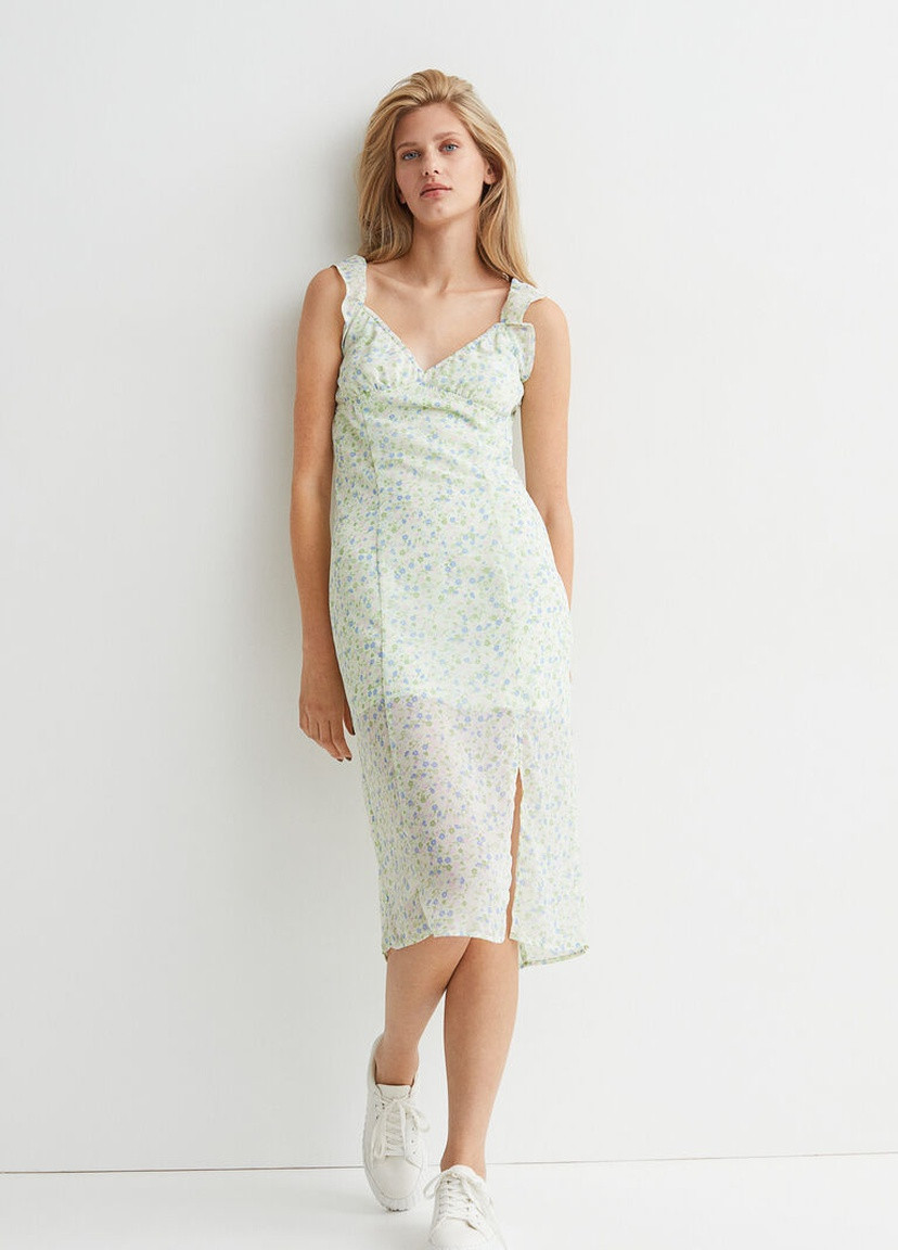 Комбінована кежуал сукня з розрізом H&M з квітковим принтом