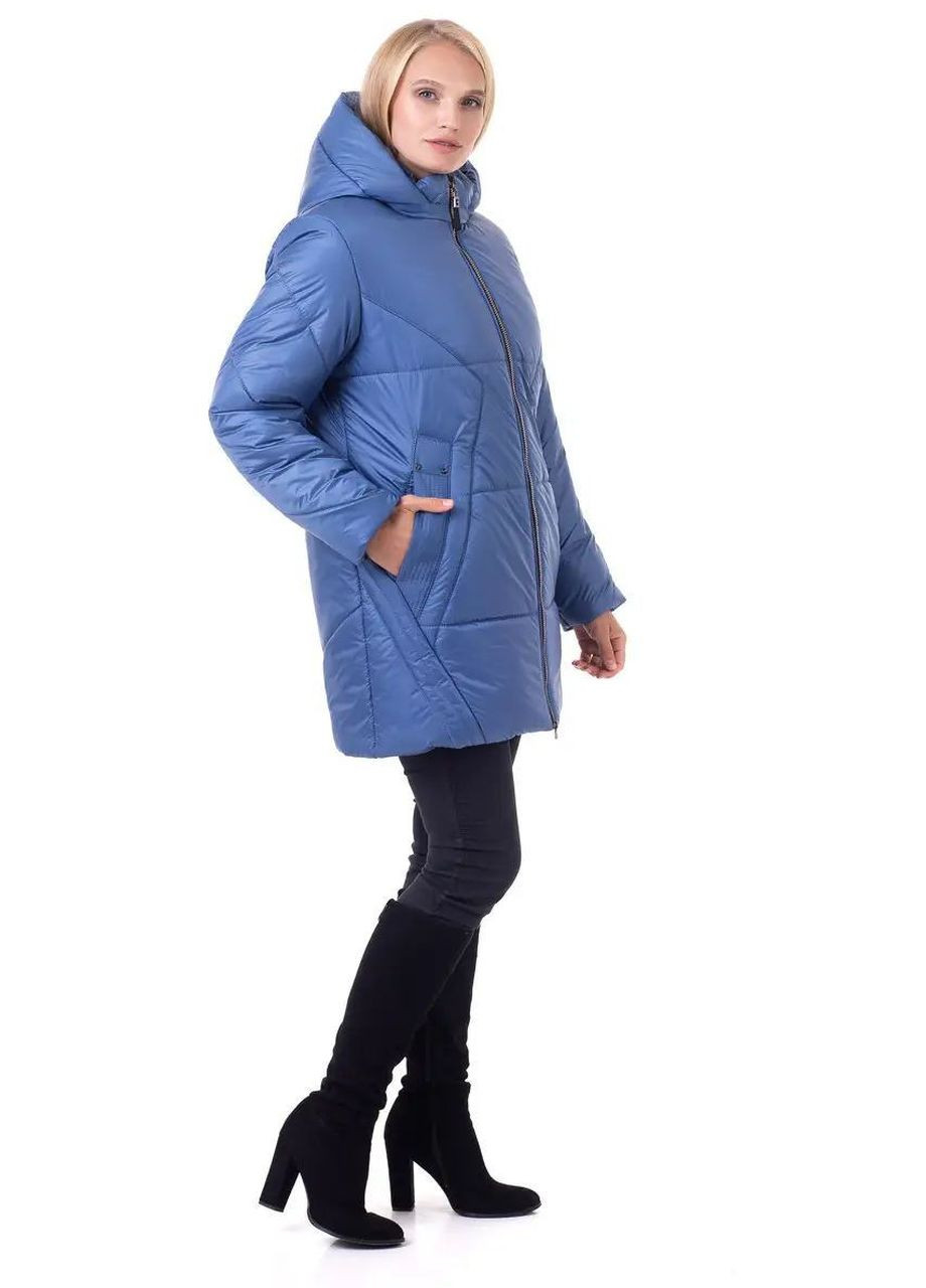 Голубая зимняя женская куртка большого размера зимняя SK